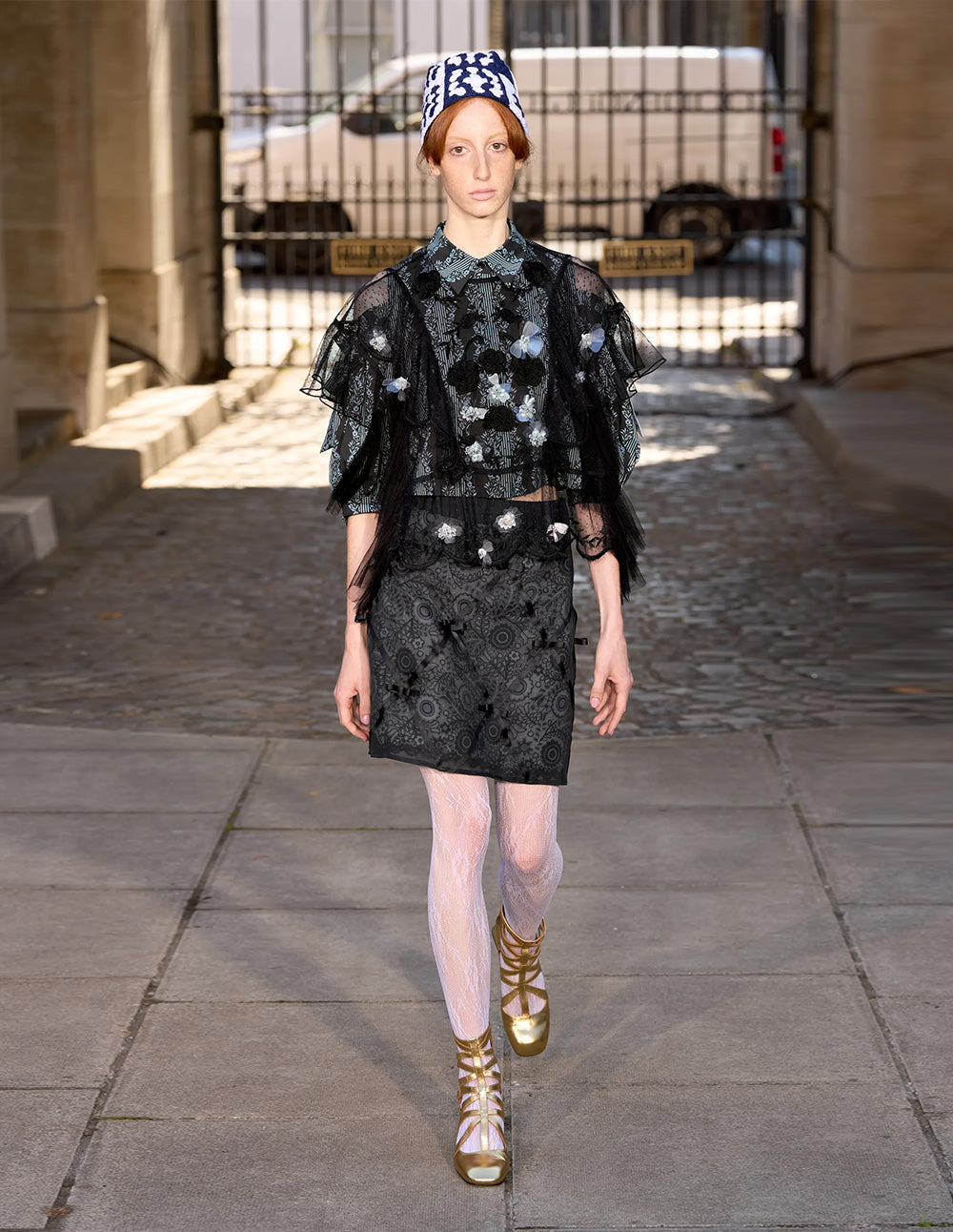 BORA AKSU Lapel Off-Shoulder Printed Shirt Top