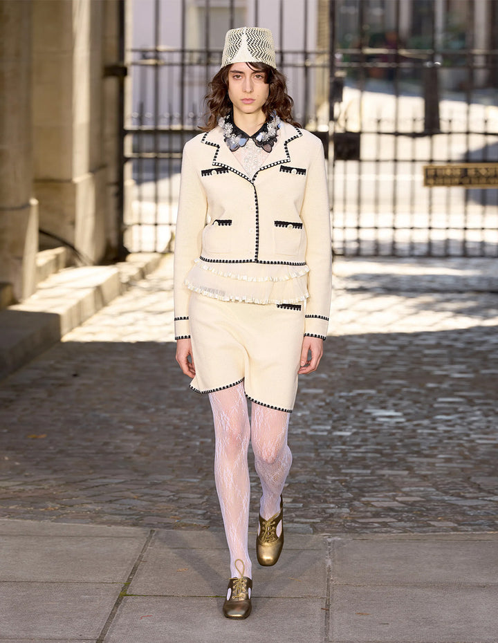 BORA AKSU Suit Collar Colour-Blocked Trim Knitted Cardigan