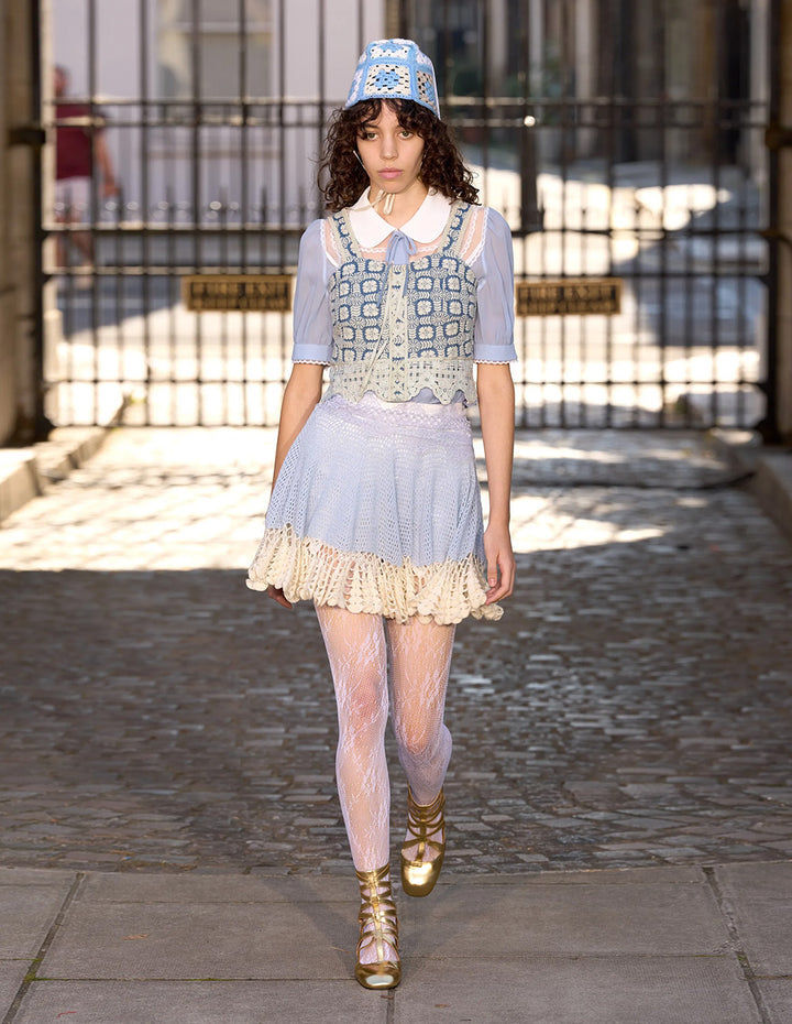 BORA AKSU Lace Patchwork Embroidered Denim Camisole