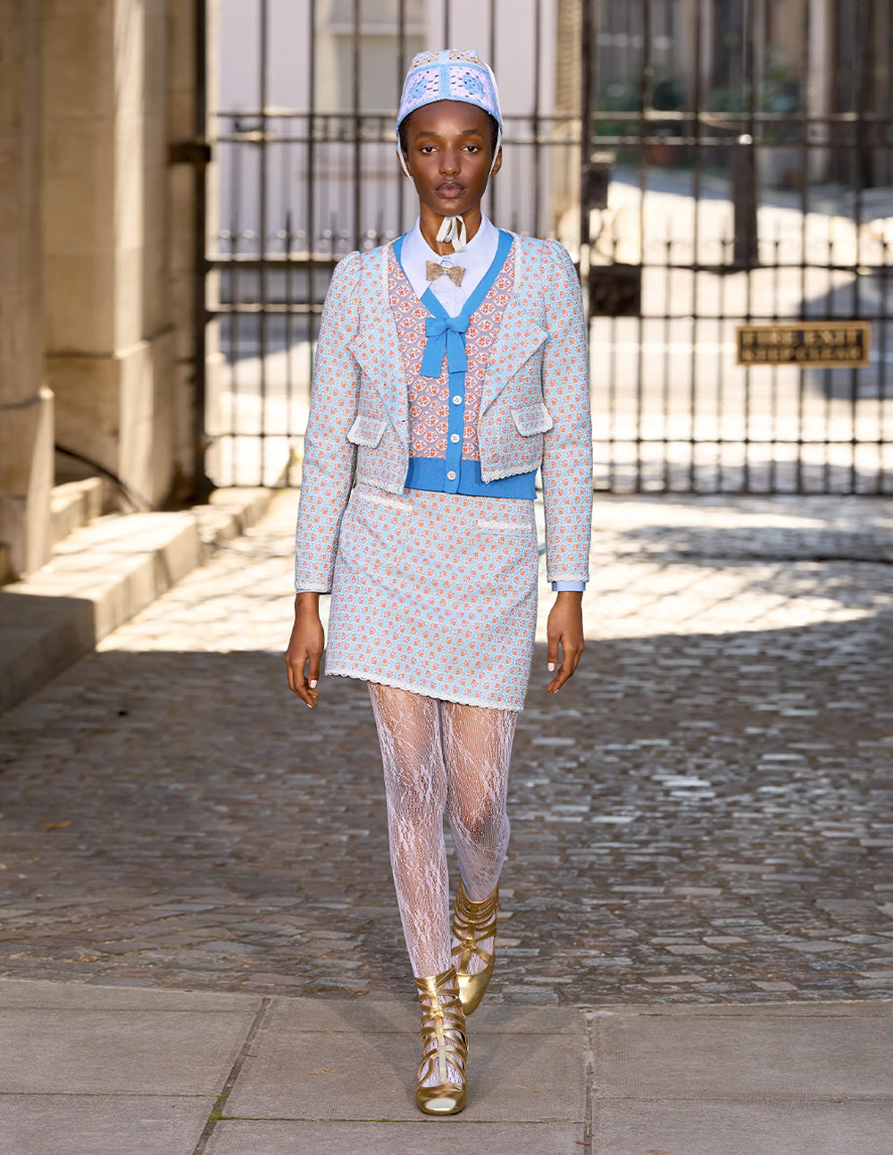 BORA AKSU Retro Lace Square Collar Jacquard Jacket