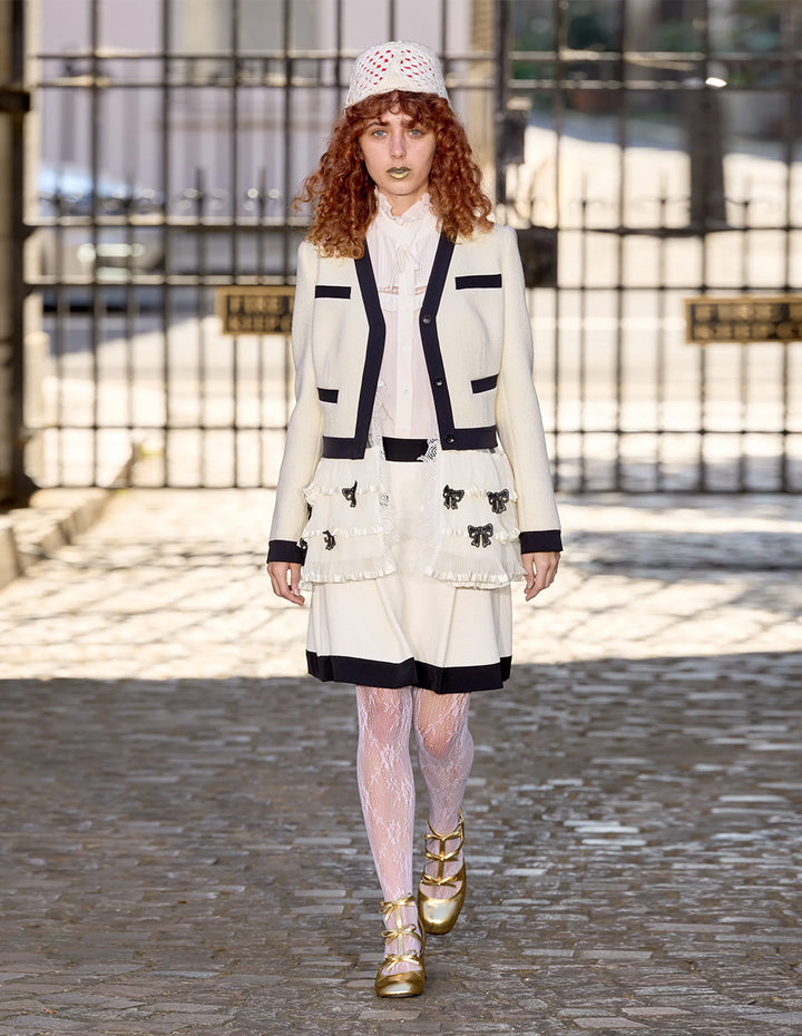 BORA AKSU Black Patchwork V-Neck Knitted Jacket