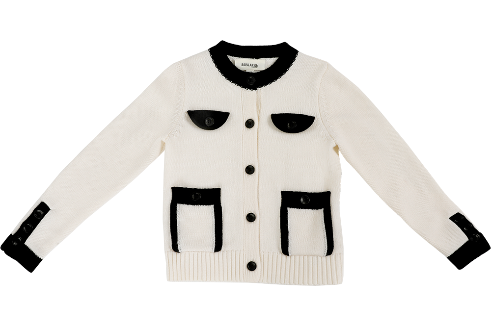 BORA AKSU KIDS Pearl White Signature Cardigans