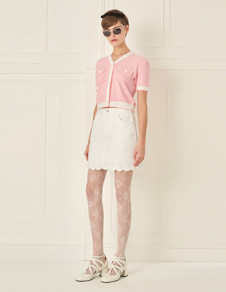 BORA AKSU Denim Embroidered Mini Skirt