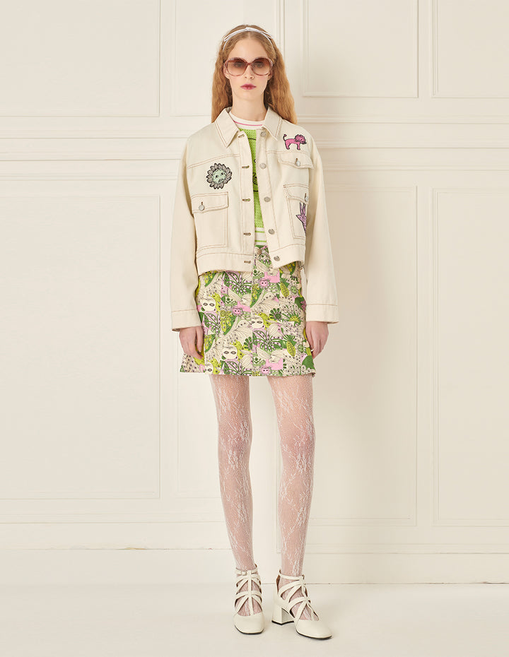 BORA AKSU Design Badge Patchwork Denim Jacket