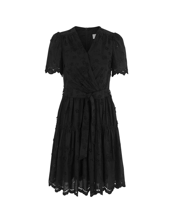 BORA AKSU V-Neck Wrap Hollow Out Floral Embroidered Midi Dress