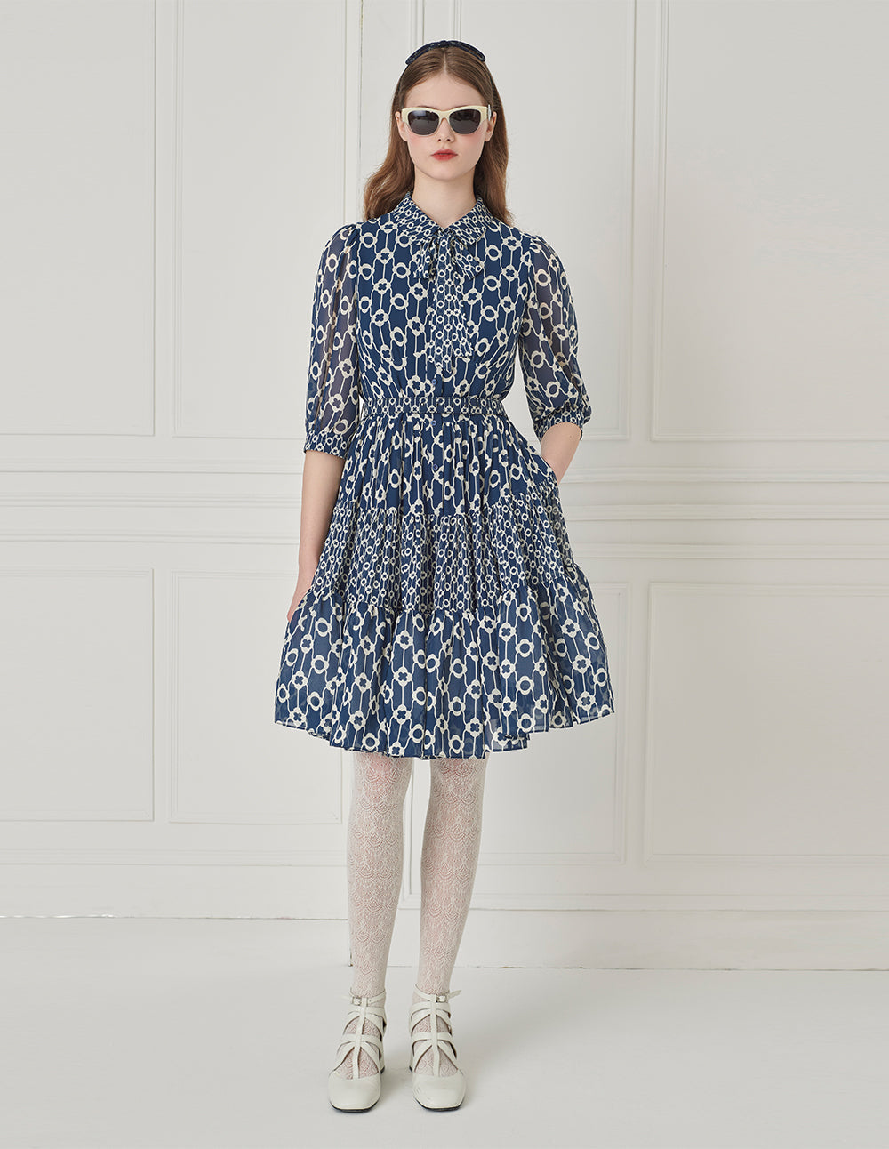 BORA AKSU Puff Sleeve Printed Shirt Dress