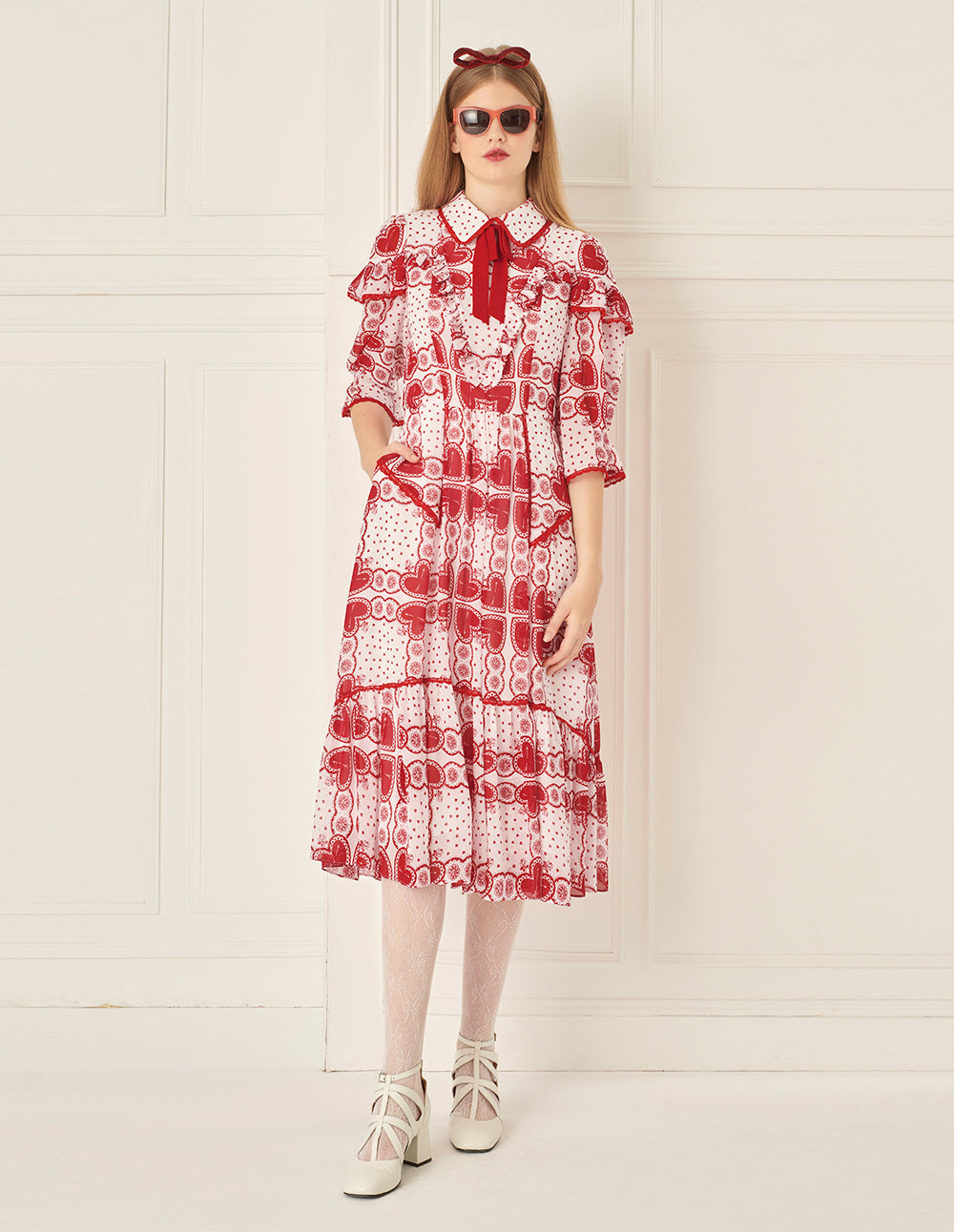 BORA AKSU Peter Pan Collar Print Dress