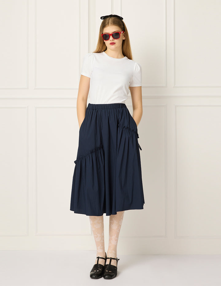 BORA AKSU Round-Neck Bubble Short-Sleeve Cotton White T-Shirt