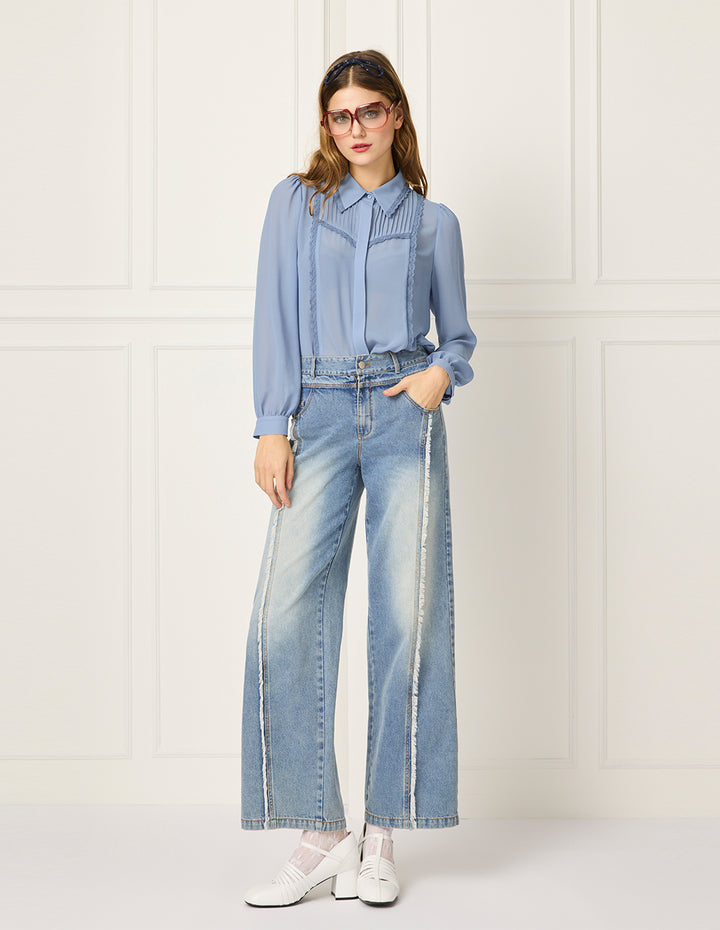 BORA AKSU Straight Wide Leg Denim Washed Jeans