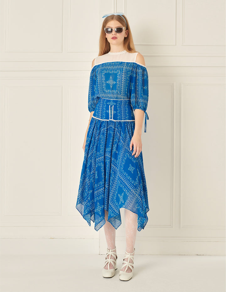 BORA AKSU Damascus Pattern Off-The-Shoulder Printed Top