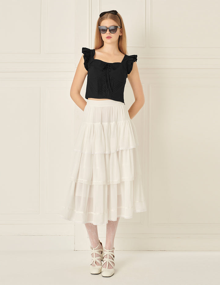 BORA AKSU Diamond Square Neck Strappy Top