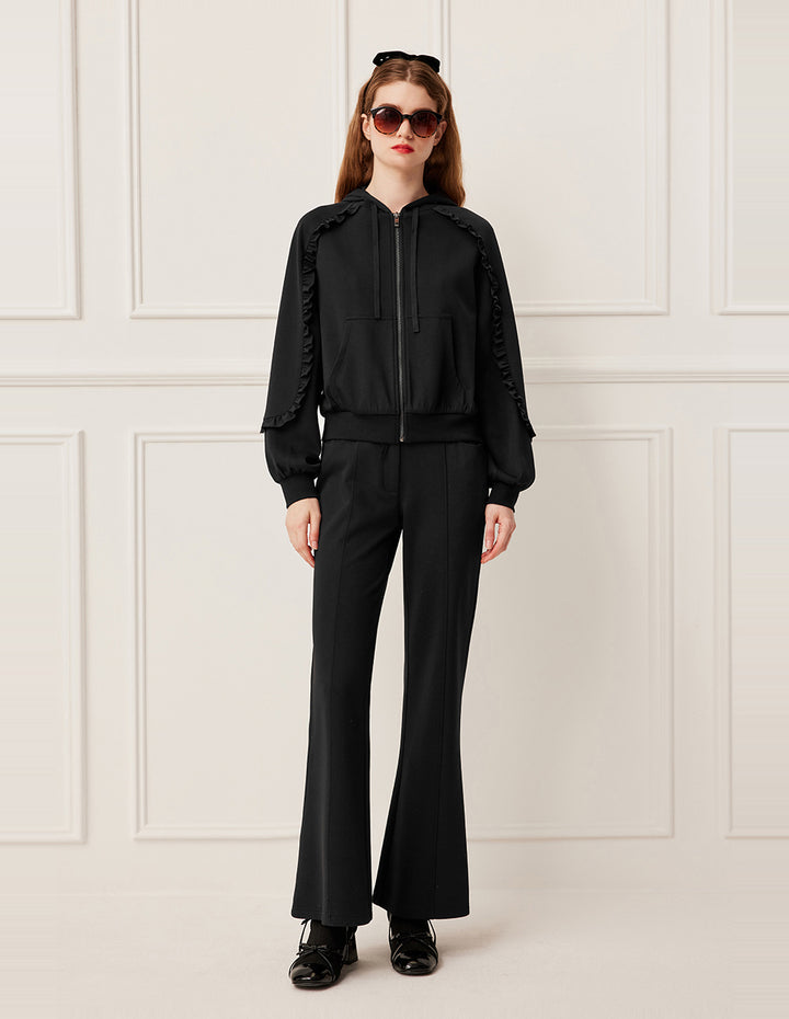 BORA AKSU Drawstring Waist Straight Leg Black Pants