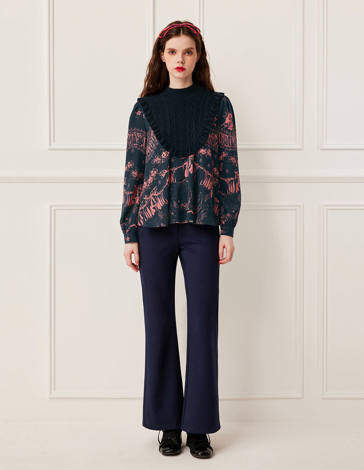 BORA AKSU Navy Blue Relaxed Fit Straight Leg Long Pants