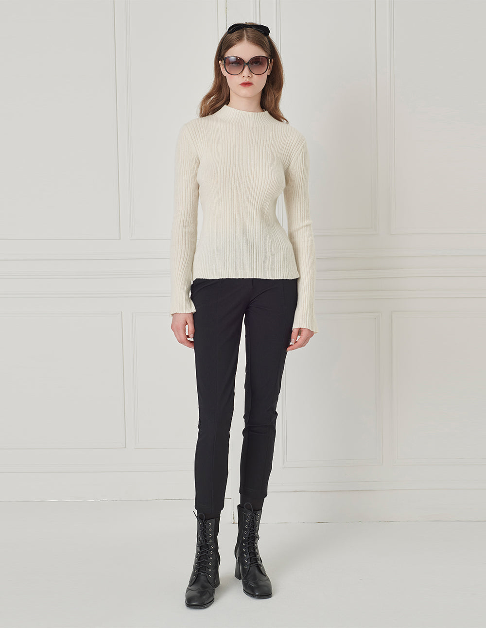 BORA AKSU Mid-High Collar Slim Fit Cashmere Pullover