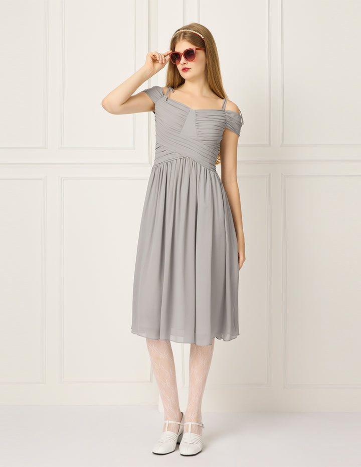 BORA AKSU V-neck Pleated Slip Midi Dress