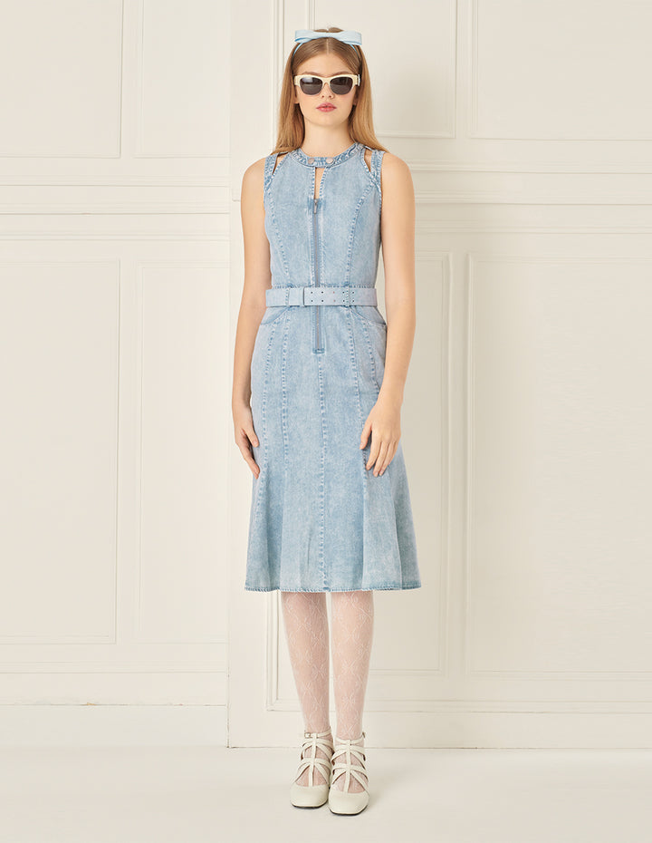 BORA AKSU Simple Waisted Denim Dress