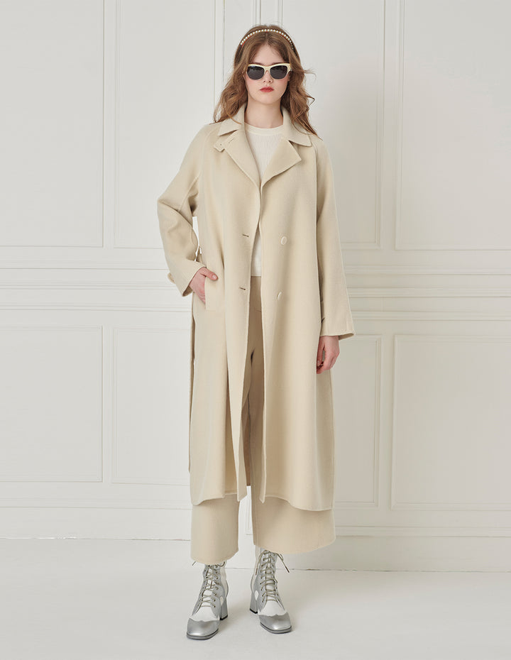 BORA AKSU Standing Collar Waist-Tie Single-Breasted Wool Coat