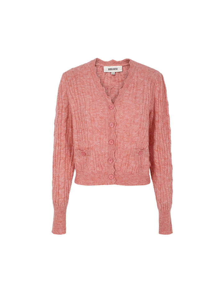 BORA AKSU V-Neck Horsehair Linen Blend Knit Cardigan