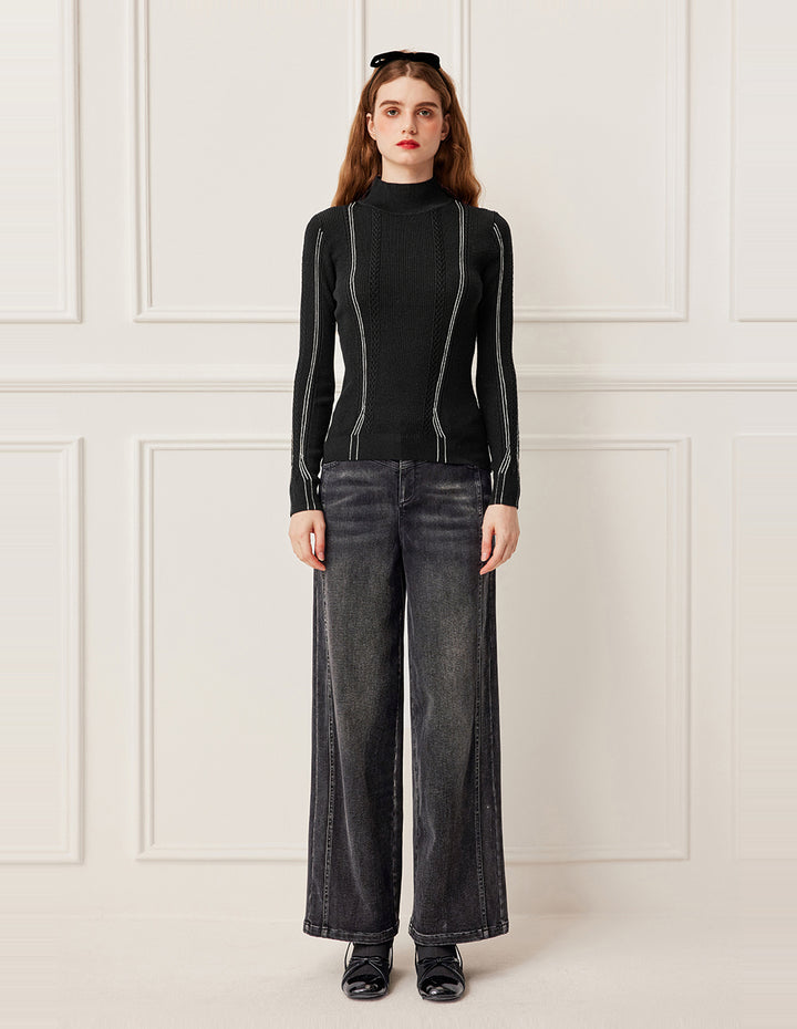 BORA AKSU High-Waisted Washed Gray Relaxed Fit Straight Leg Jeans