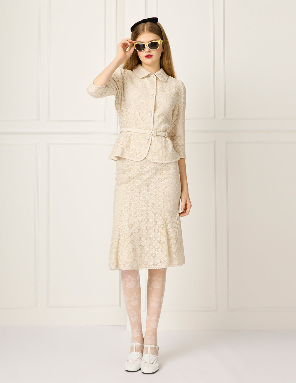 BORA AKSU Lace Knee-Length Fish Tail Skirt