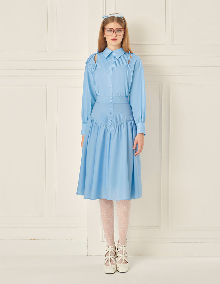 BORA AKSU Tailored Puff Sleeves And Hollow Bow Decoration On The Shoulders Blouse