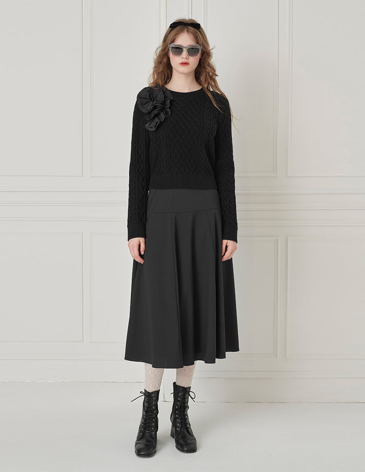 BORA AKSU Floral crew neck wool button-down sweater