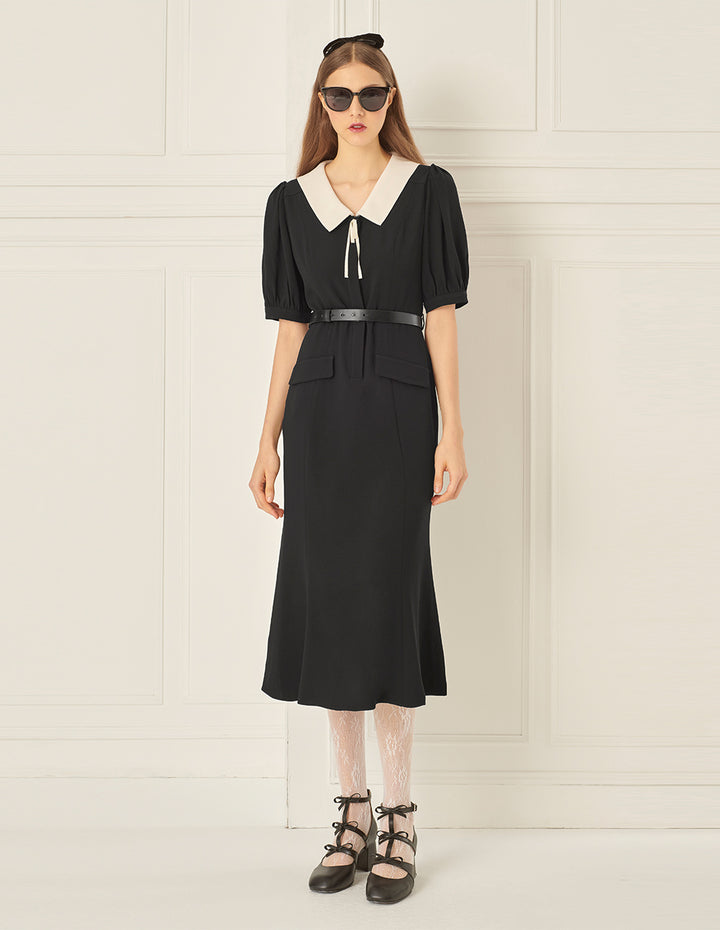 BORA AKSU Puff Sleeve Slim Fishtail Dress