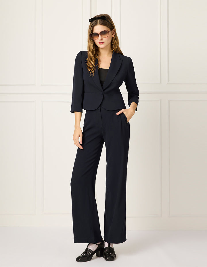BORA AKSU Peaked Lapel Long-Sleeve Single-Button Cropped Blazer