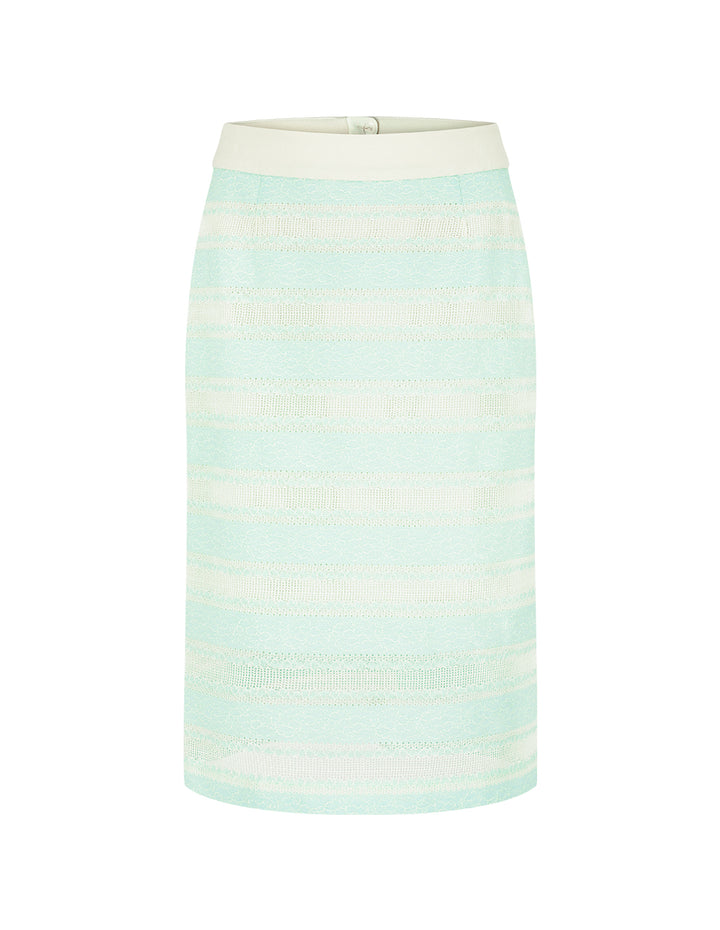 BORA AKSU Striped Straight Knee-Length Knit Skirt