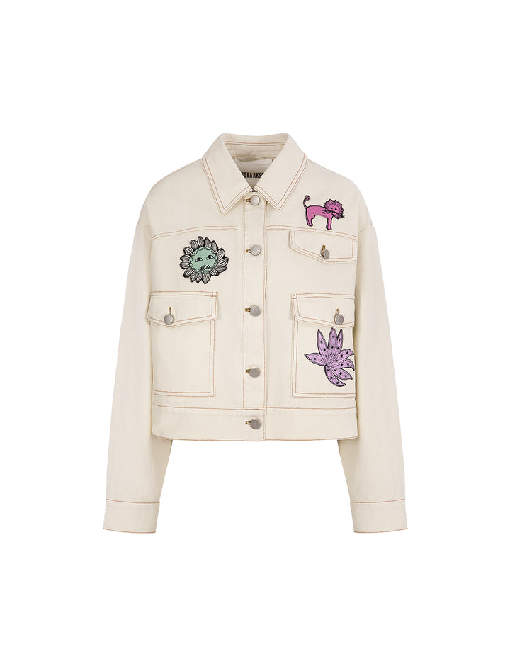 BORA AKSU Design Badge Patchwork Denim Jacket