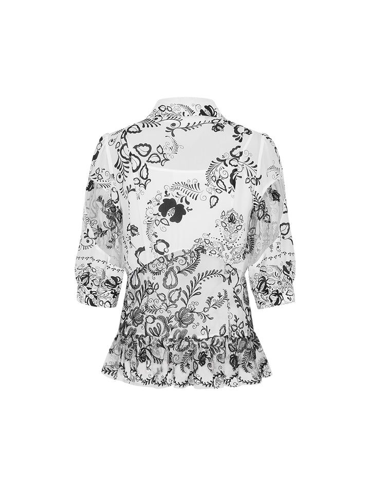 BORA AKSU Lapel Printed Shirt Top