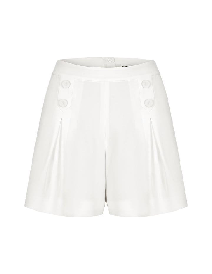 BORA AKSU Triacetate Pure White Loose Pleated Shorts