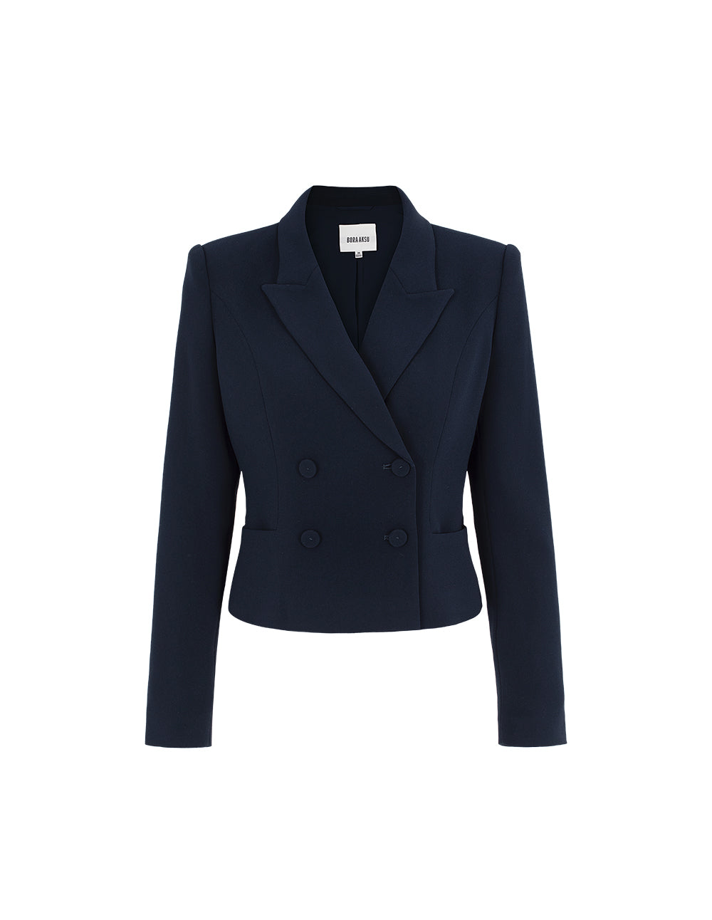 BORA AKSU Peak Lapels Double-Breasted Long-Sleeve Cropped Blazer