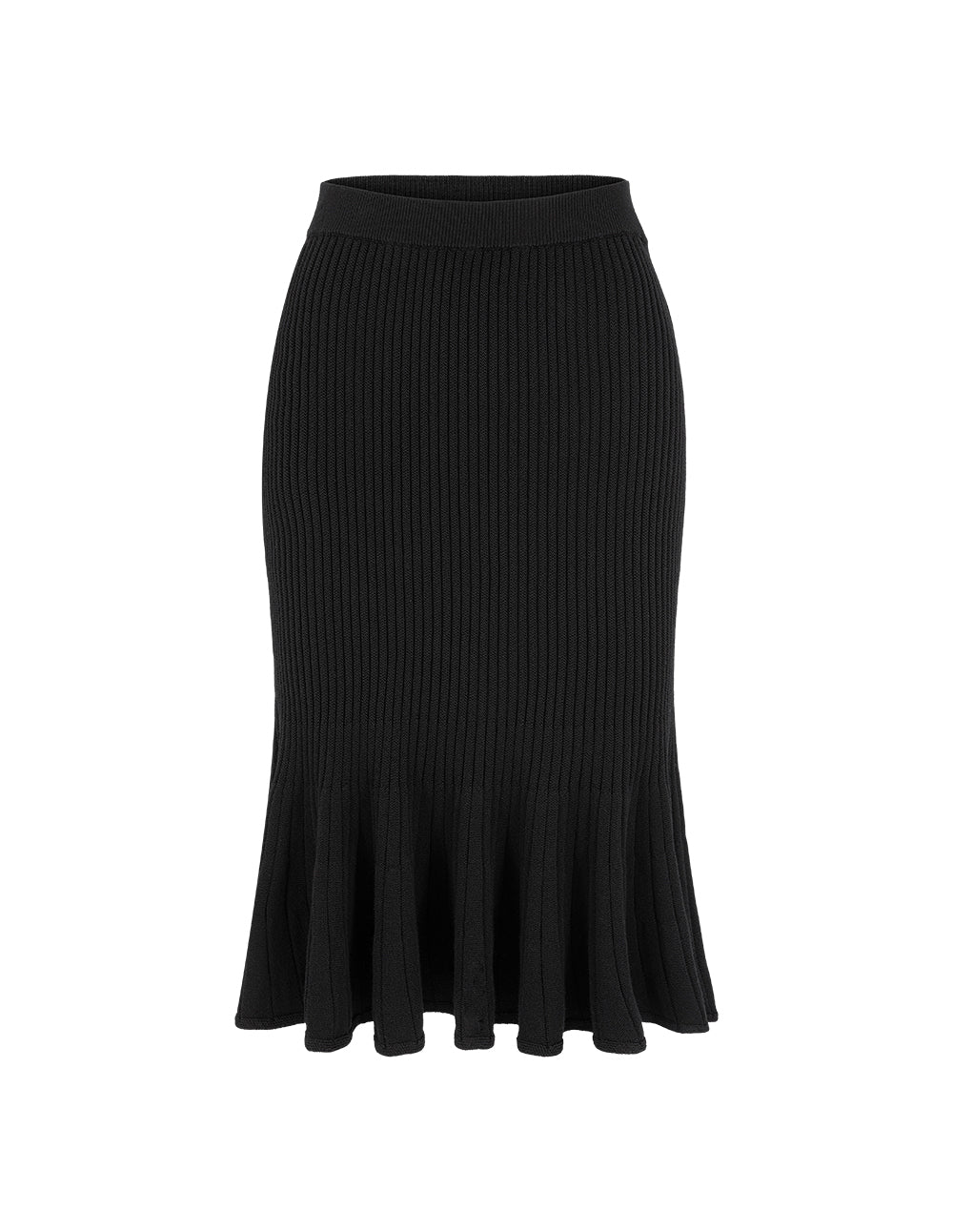 BORA AKSU Knitted Knee-Length Ruffle Trumpet Skirt