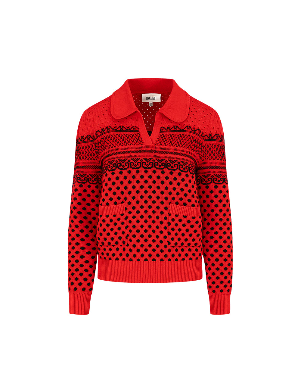 BORA AKSU Peter Pan Collar Black Polka Dot Knitted Pullover