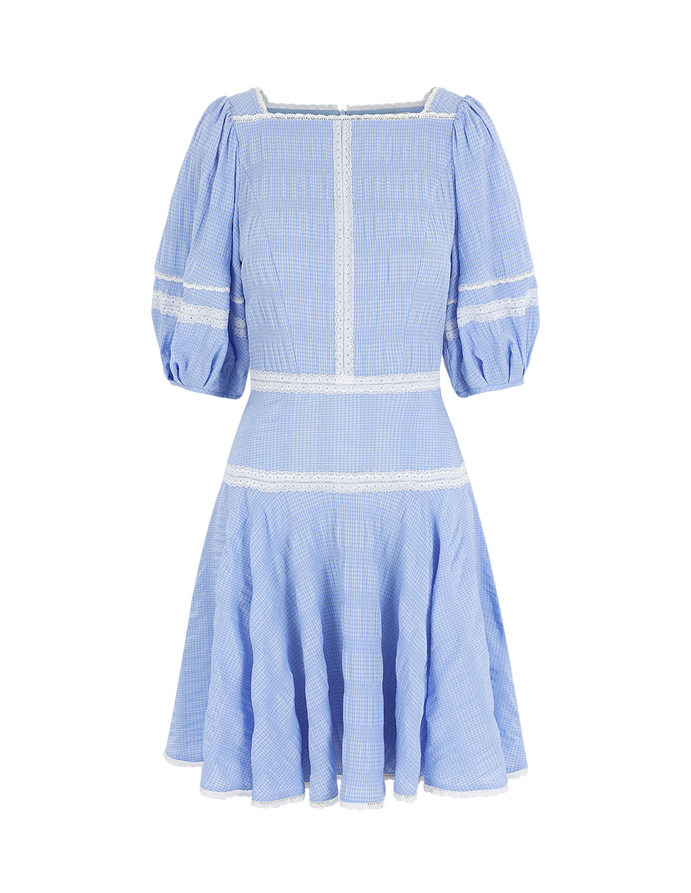 BORA AKSU Puff Sleeve Lace Patchwork Dress