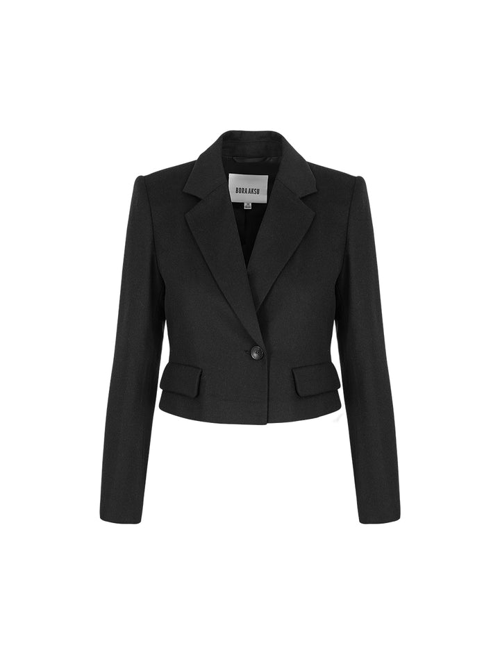 BORA AKSU Peaked Lapel Single Button Cropped Blazer