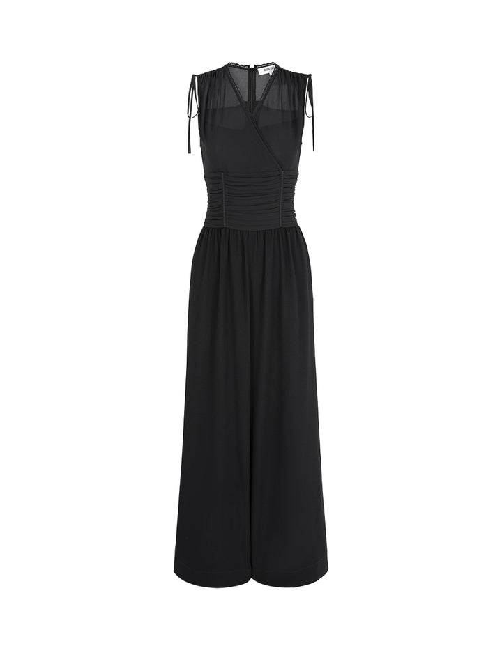 BORA AKSU V-Neck Sleeveless Pleated Jumpsuit