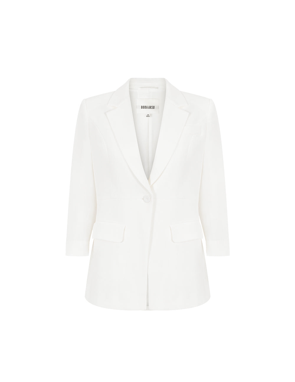 BORA AKSU Peaked Lapel 3/4 Sleeve Single-Button Slim-Fit Blazer