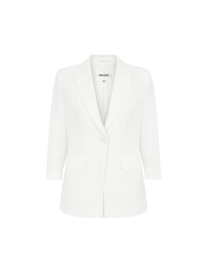 BORA AKSU Peaked Lapel 3/4 Sleeve Single-Button Slim-Fit Blazer