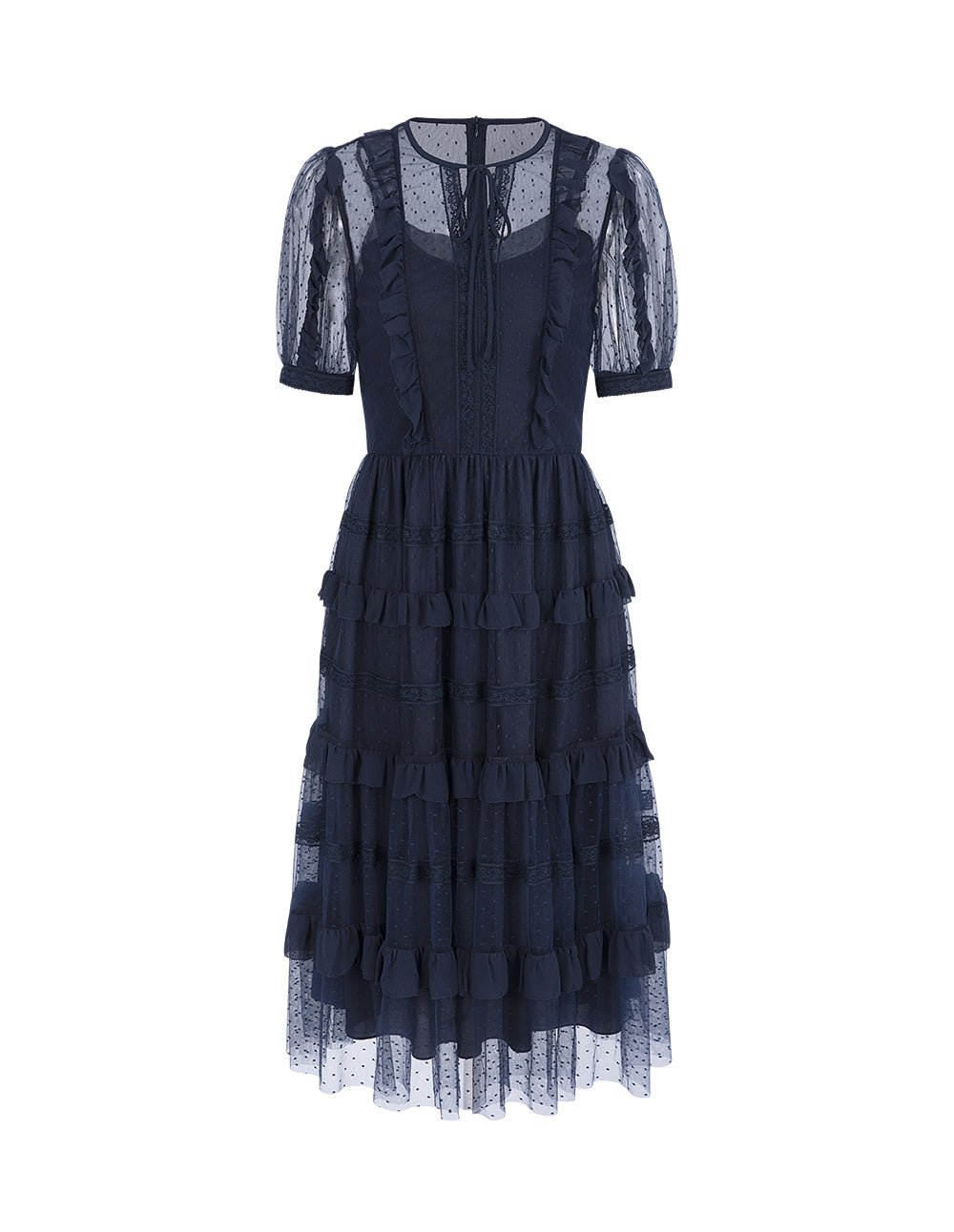 BORA AKSU Puff Sleeve Layered Lace Dress