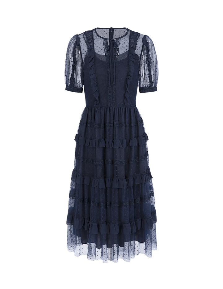 BORA AKSU Puff Sleeve Layered Lace Dress