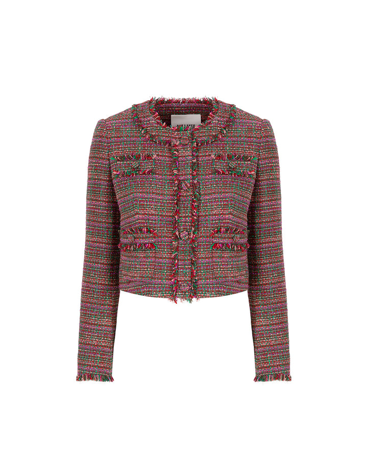 BORA AKSU Retro Crew Neck Short Tweed Jacket