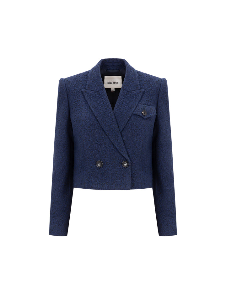 BORA AKSU Woollen Tweed Short Blazer