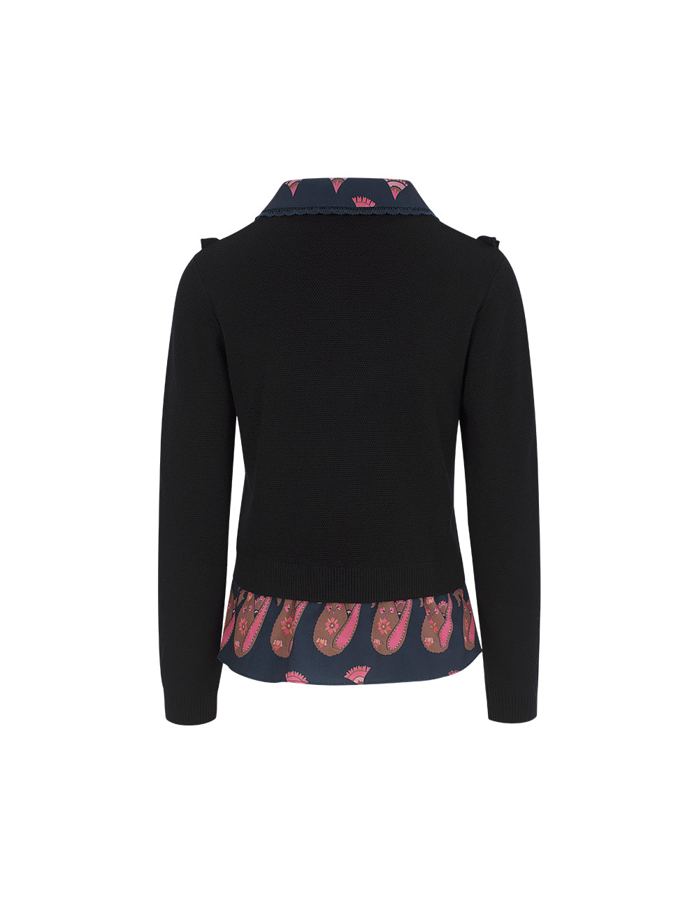 BORA AKSU Patchwork Knit Wool Printed Blouse