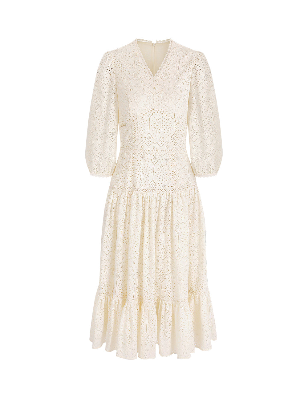 BORA AKSU Puff Sleeve V-Neck Lace Dress
