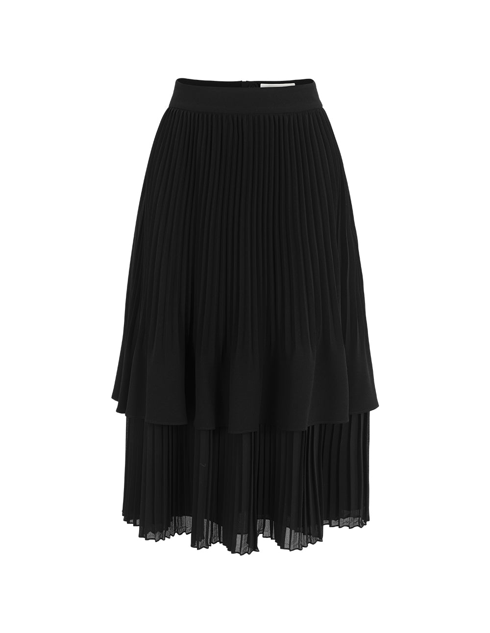 BORA AKSU Double-Layer Pleated Knee-Length Black Skirt