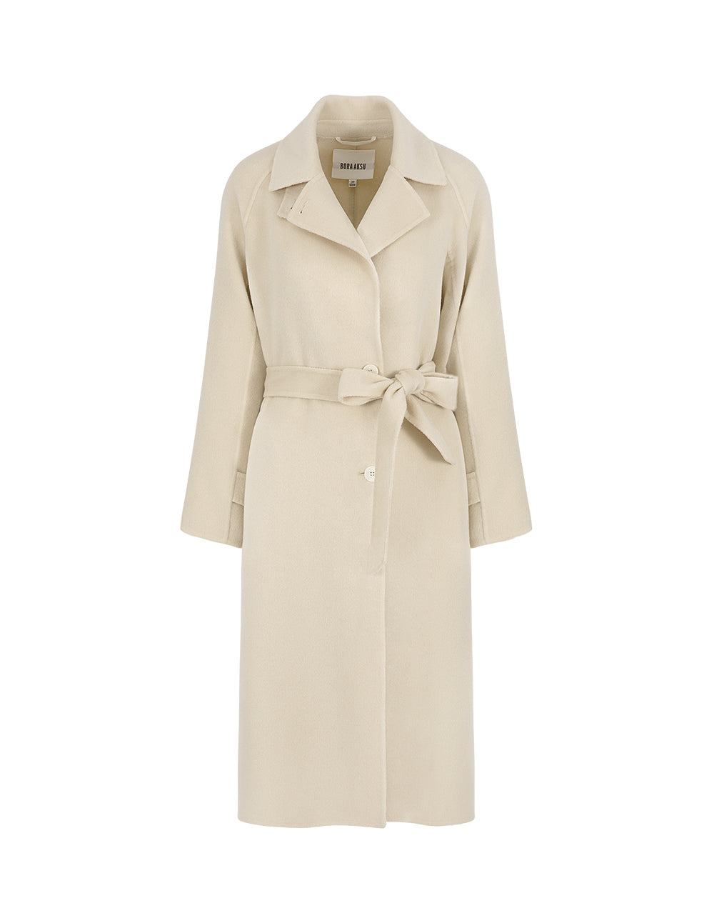 BORA AKSU Standing Collar Waist-Tie Single-Breasted Wool Coat