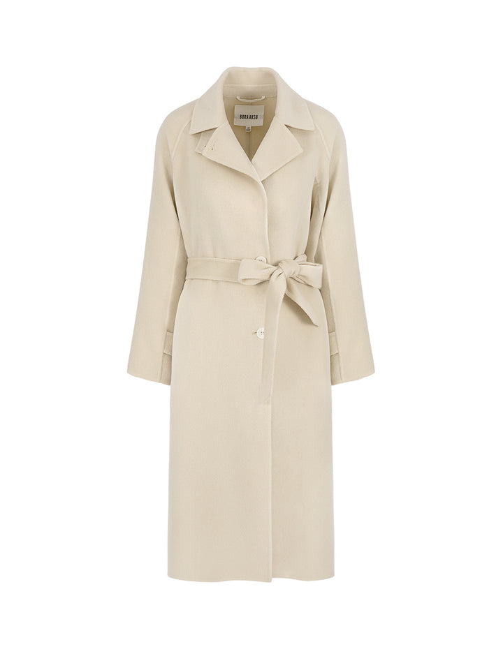 BORA AKSU Standing Collar Waist-Tie Single-Breasted Wool Coat