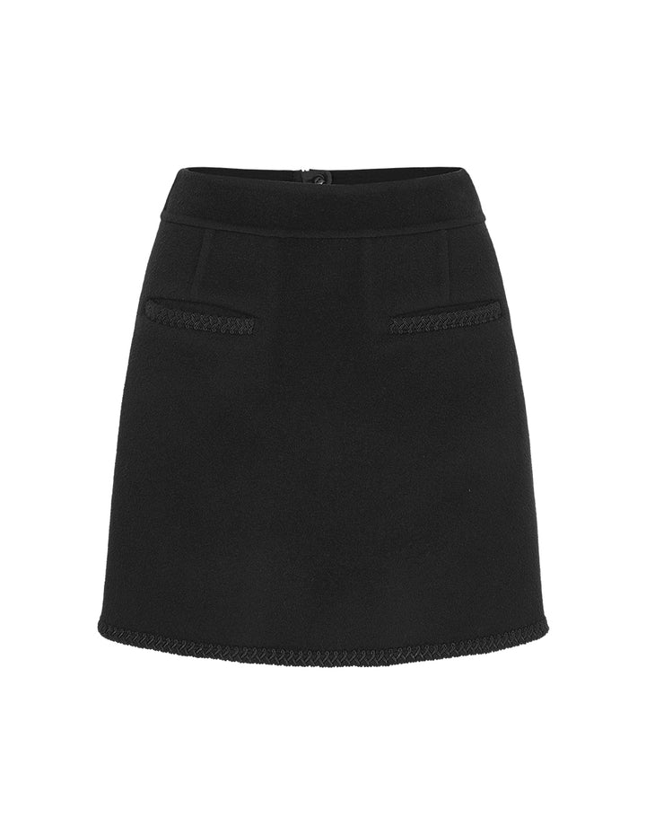 BORA AKSU Lace-Embellished Woolen Slimming Skirt